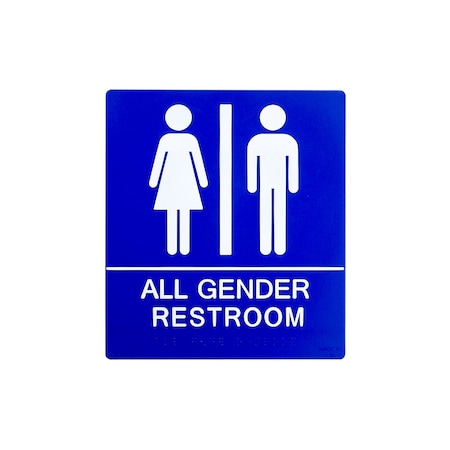 Bcf 8 x 9 All Gender Wall Sign, Text With Braille, Blue SB455-BLUE